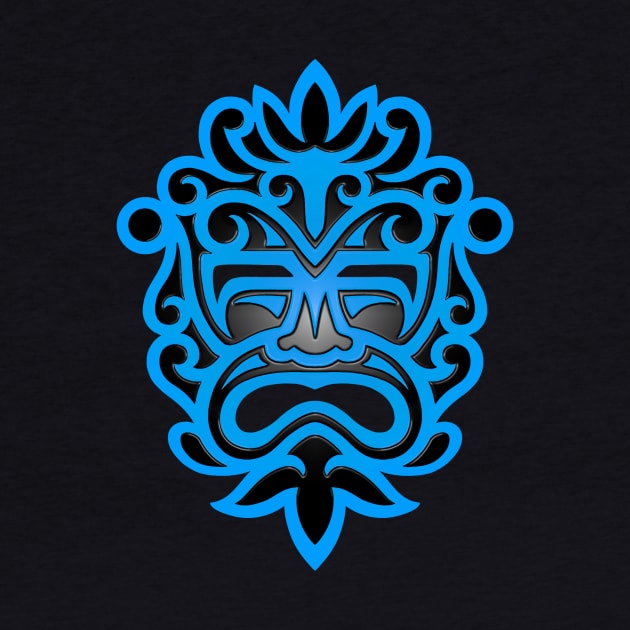 Stylish Blue and Black Mayan Mask by jeffbartels